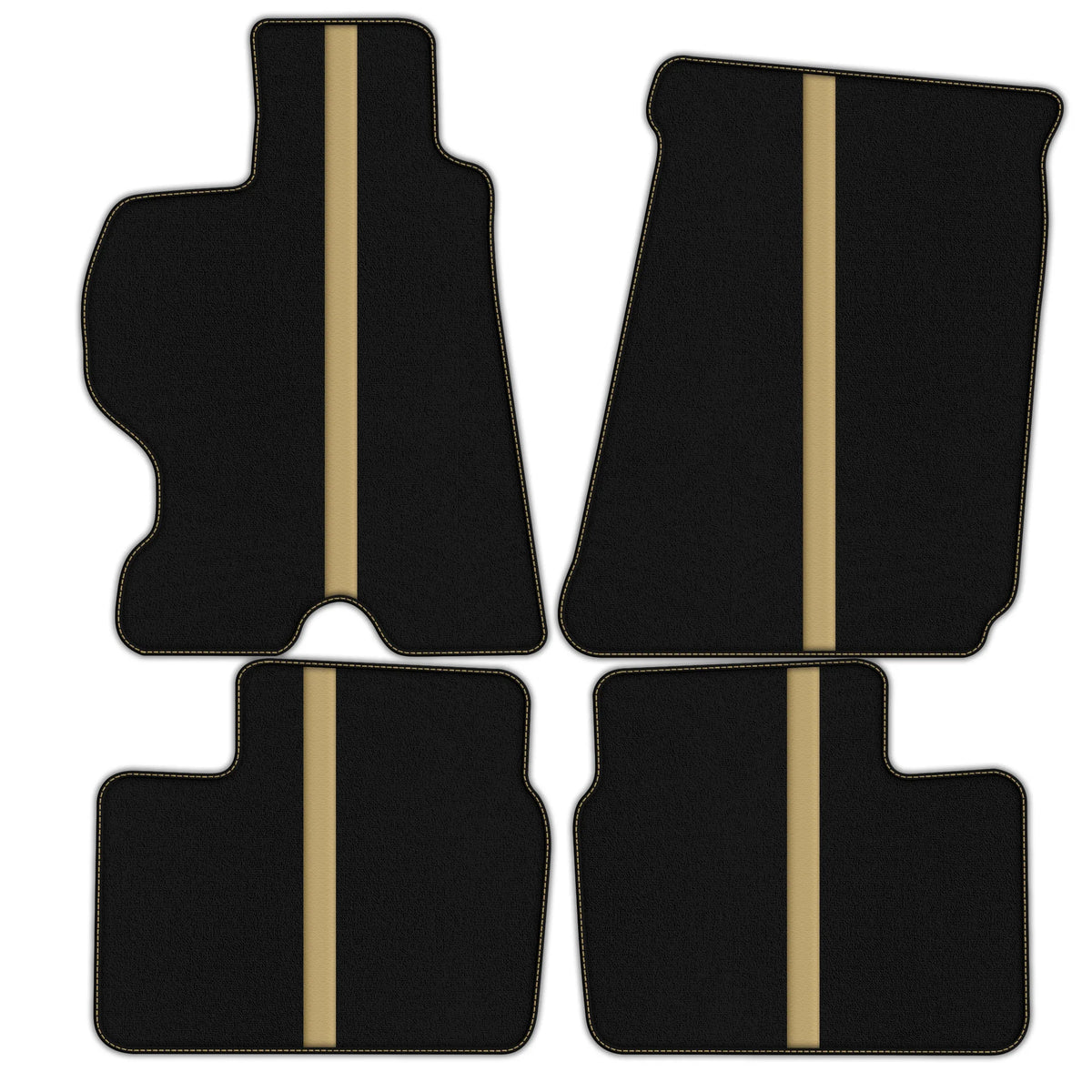 Black Floor Mats with Leather Line for Ferrari FF (2011-2016) - Various Colors