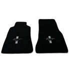 Black Floor Mats with White Trim For Ford Mustang V (2004-2010) With Pony - AutoWin