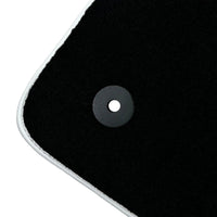 Black Floor Mats with White Trim For Ford Mustang VI (2015-2023) With Pony - AutoWin