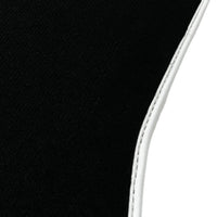 Black Floor Mats with White Trim For Ford Mustang VI (2015-2023) With Pony - AutoWin