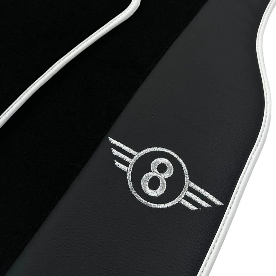 Black Floor Mats for Mini Cooper F56 (2013-2022) with Leather | White Trim - AutoWin
