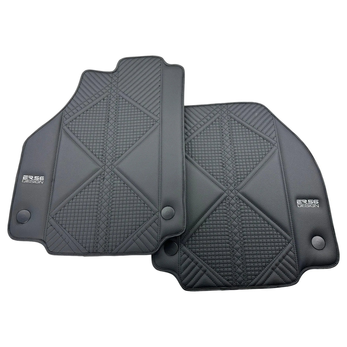 Black Leather Floor Mats For Ferrari 458 GT2 (2012-2015) ER56 Design - AutoWin