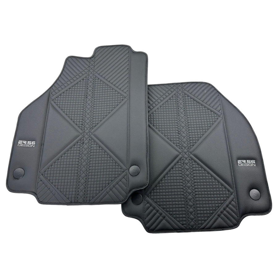 Black Leather Floor Mats For Ferrari 458 GT2 (2012-2015) ER56 Design - AutoWin