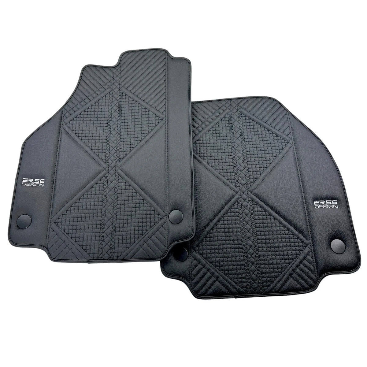 Black Leather Floor Mats For Ferrari 458 Italia (2009-2015) ER56 Design - AutoWin