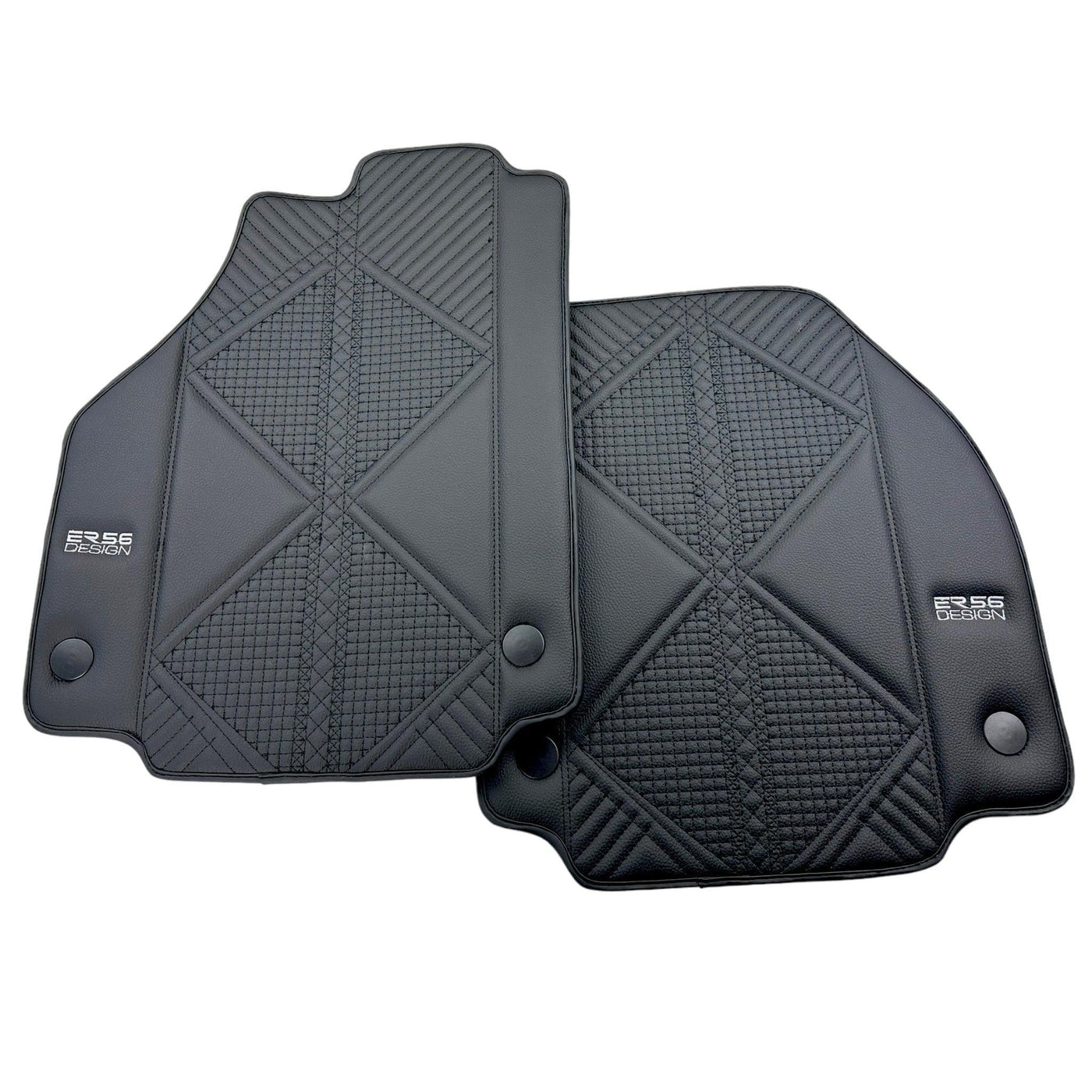 Black Leather Floor Mats For Ferrari 458 Spider (2012-2015) ER56 Design - AutoWin
