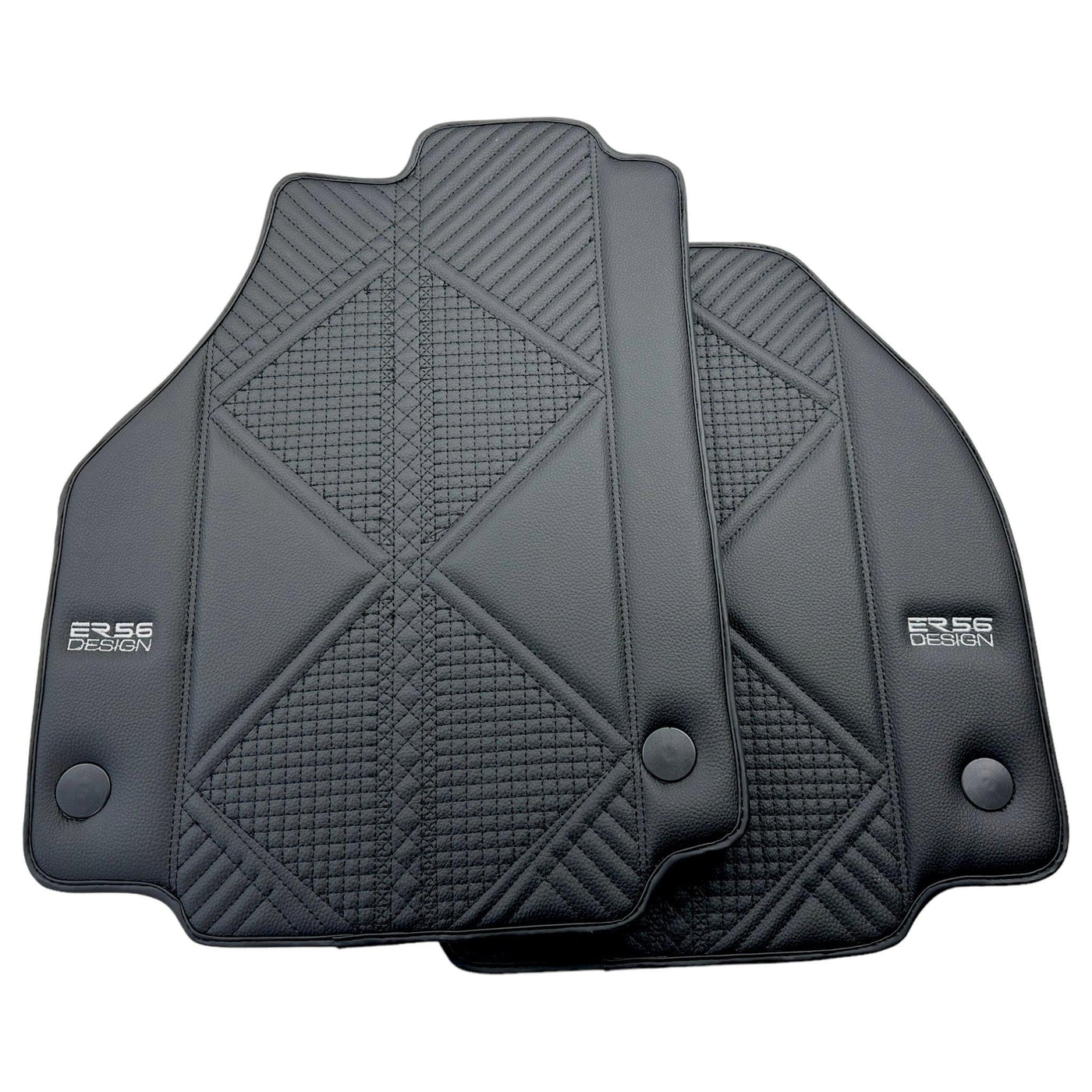 Black Leather Floor Mats For Ferrari 458 Spider (2012-2015) ER56 Design - AutoWin