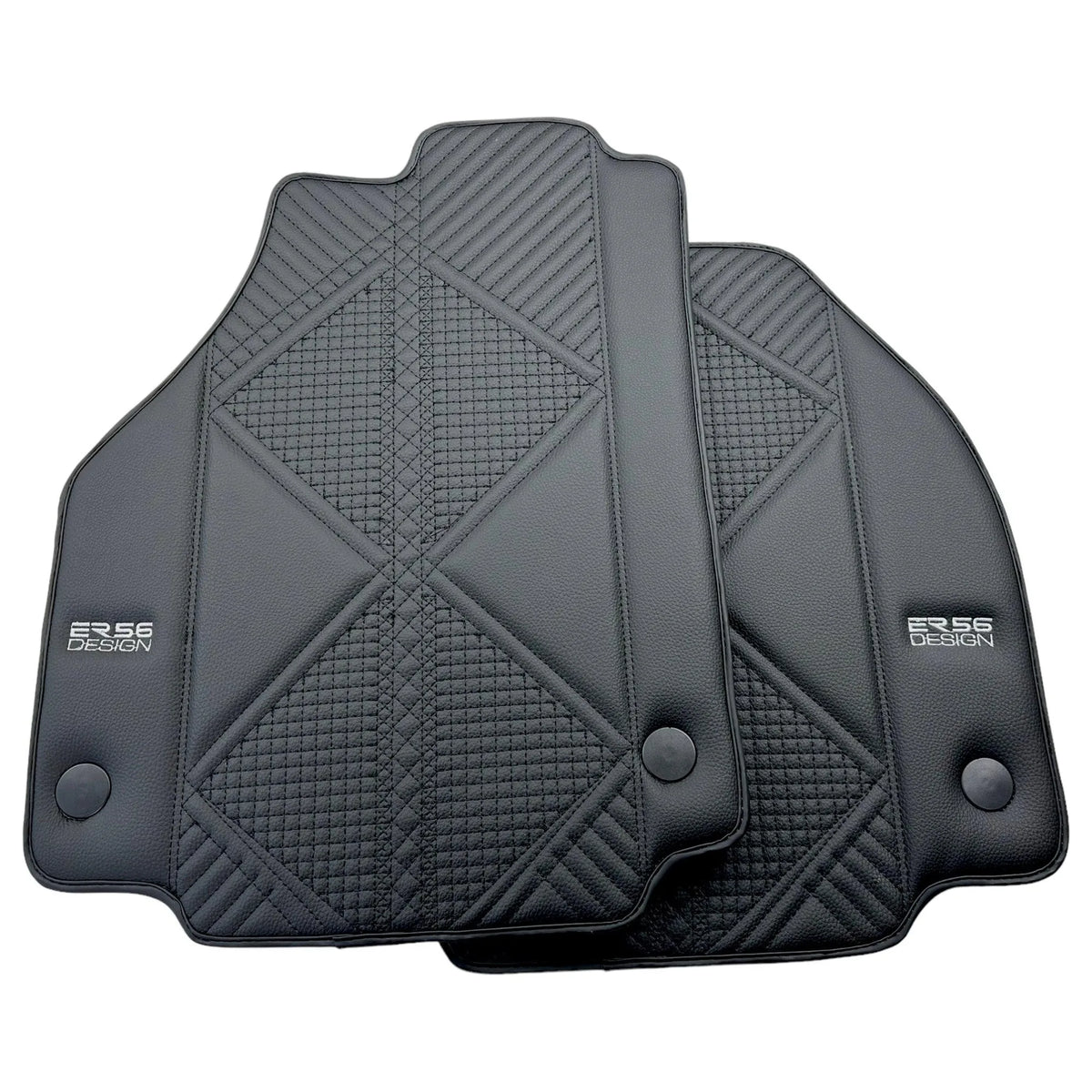 Black Leather Floor Mats For Ferrari 458 Spider (2012-2015) ER56 Design - AutoWin