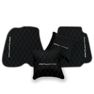 Black Leather Floor Mats for Ferrari 812 Superfast (2018-2023) with Single Diamond Pattern | Full Set Option