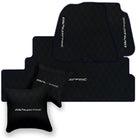 Black Leather Floor Mats for Ferrari 812 Superfast (2018-2023) with Single Diamond Pattern | Full Set Option