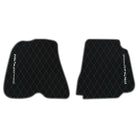 Black Leather Floor Mats for Ferrari 812 Superfast (2018-2023) with Single Diamond Pattern | Full Set Option