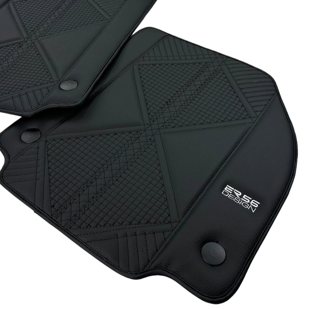 Black Leather Floor Mats For Ferrari F8 Spider (2019-2023) ER56 Design - AutoWin