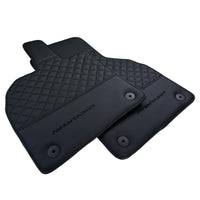 Black Leather Floor Mats for Lamborghini Aventador | Black Stitching - AutoWin