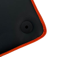 Black Leather Floor Mats For Lamborghini Aventador with Orange Trim - AutoWin