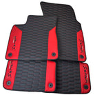 Black Leather Floor Mats For Lamborghini Urus S With Red Nappa Leather - AutoWin