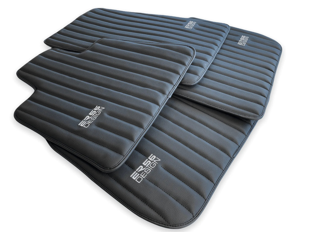 Black Leather Floor Mats for Rolls Royce Phantom VIII (2017-2024) ER56 Design Brand - AutoWin