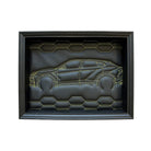 Black Leather Lamborghini Urus Inspired Wall Art: Embroidered Yellow Stitch - AutoWin