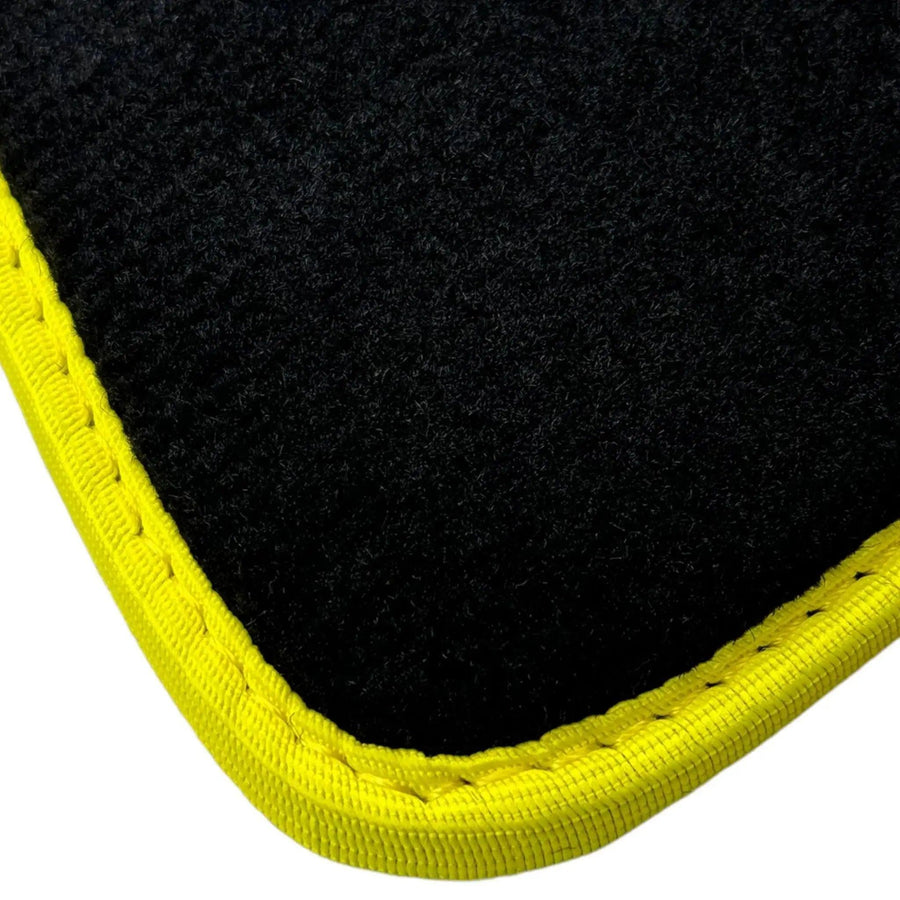 Black Mats For BMW 3 Series E46 4-door Sedan | Fighter Jet Edition | Yellow Trim - AutoWin