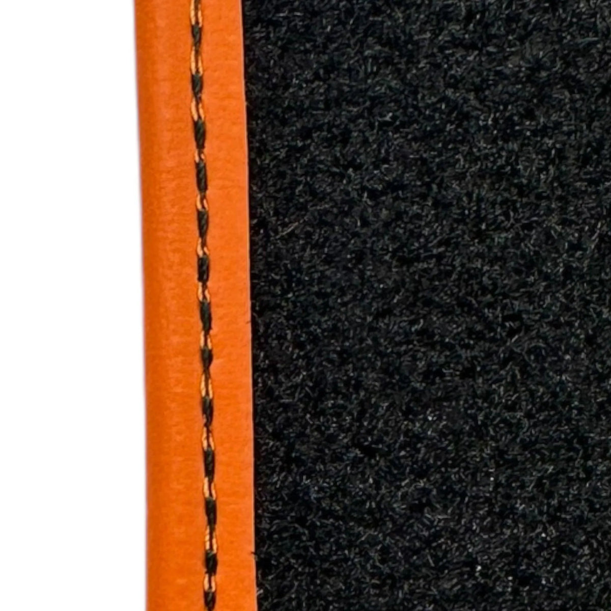 Black Sheepskin Floor Mats for Rolls-Royce Ghost Series II (2021-2024) I Orange Leather Trim - AutoWin