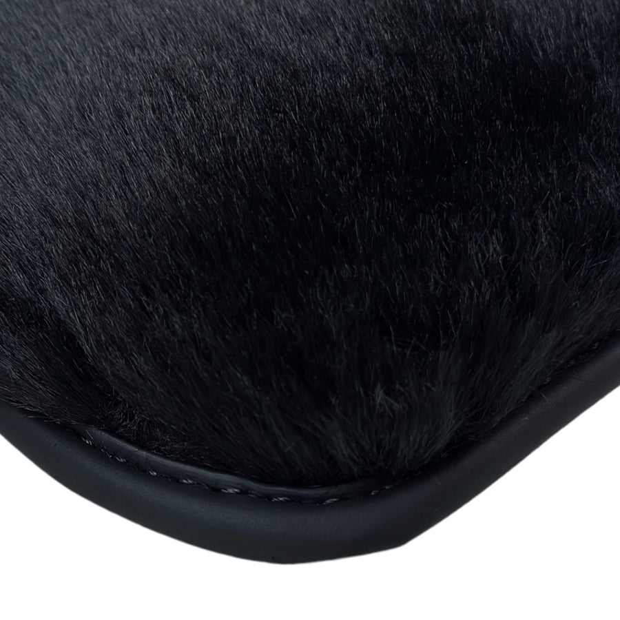 Black Sheepskin Floor Mats for Rolls-Royce Phantom Drophead Coupe (2007-2016) No Steps Edition - AutoWin