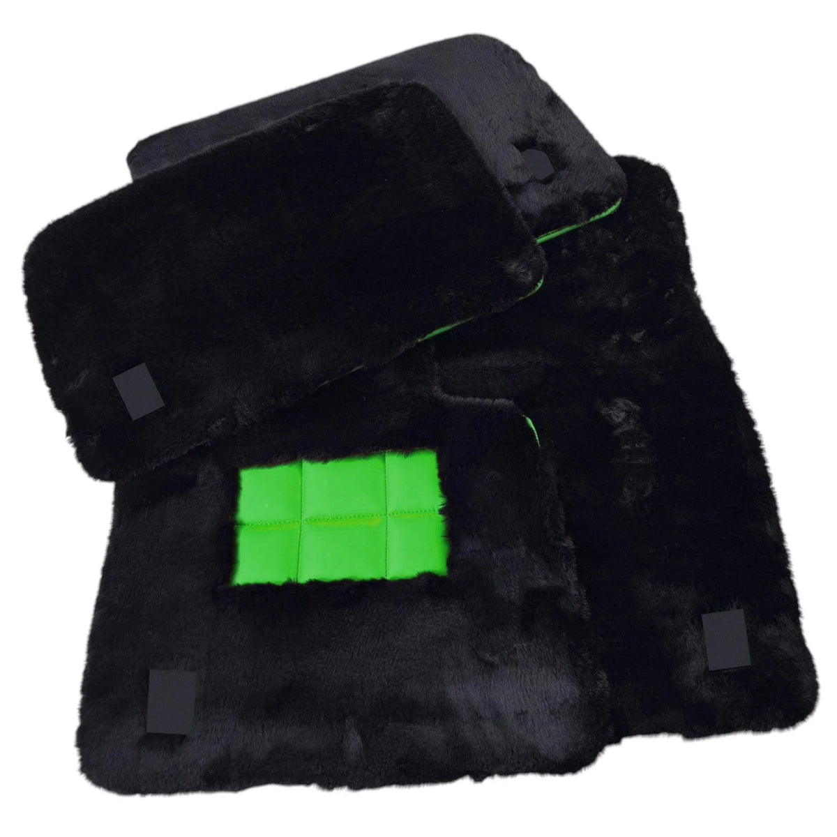 Black Sheepskin Floor Mats for Rolls Royce Wraith (2013–2023) Various Leather Colors