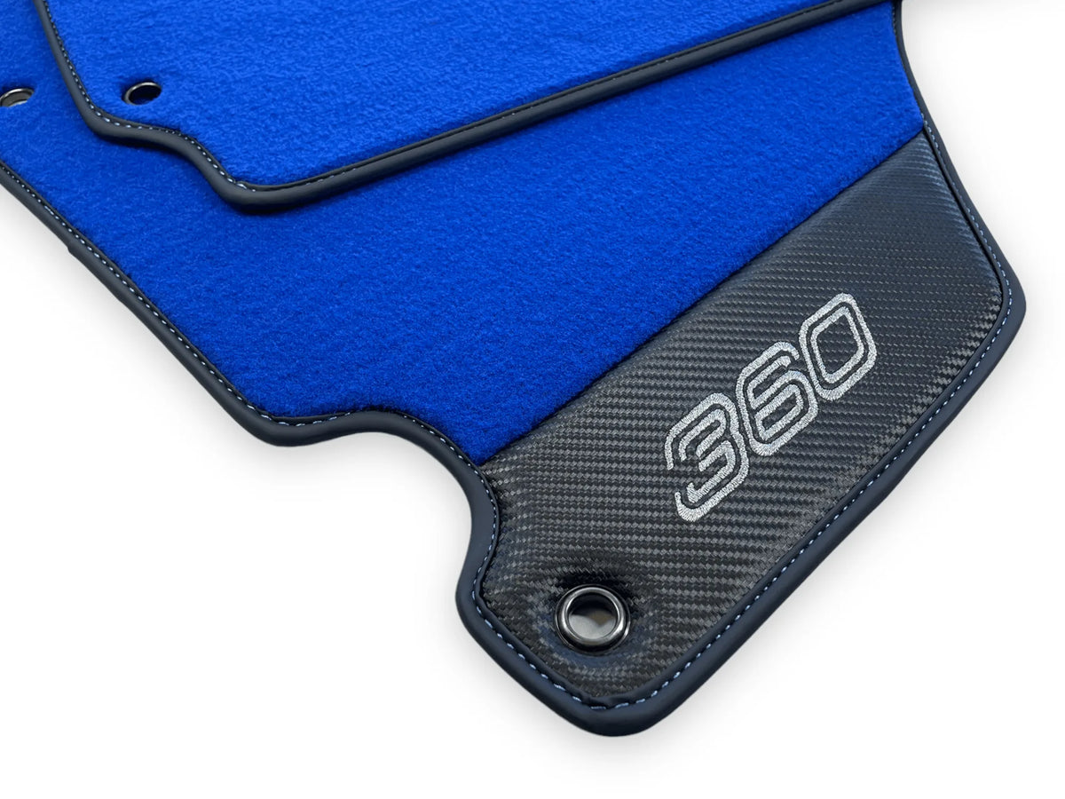 Blue Floor Mats For Ferrari 360 Modena 1999-2005 With Carbon Fiber Leather - AutoWin