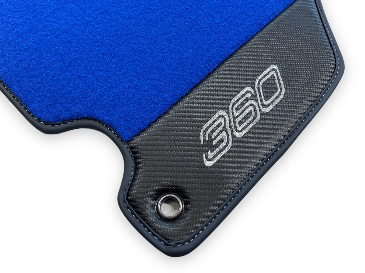 Blue Floor Mats For Ferrari 360 Modena 1999-2005 With Carbon Fiber Leather - AutoWin