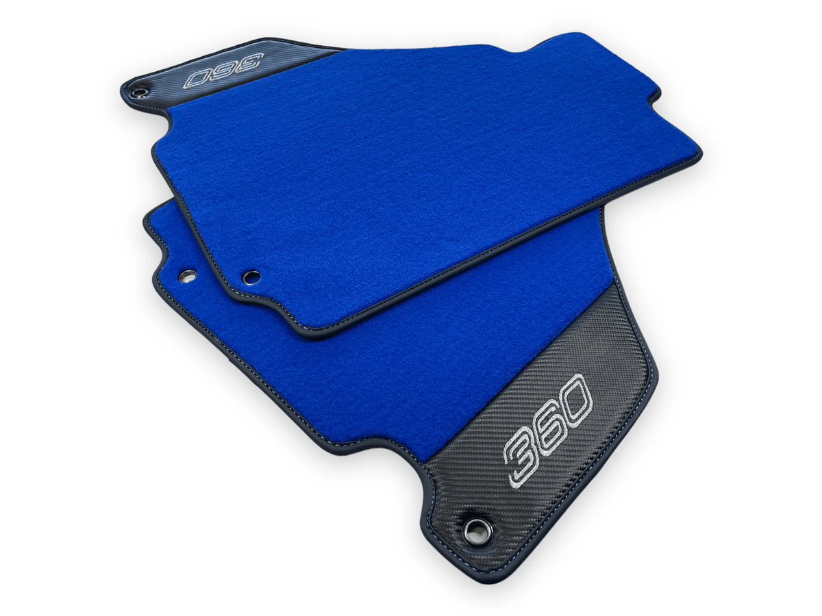 Blue Floor Mats For Ferrari 360 Modena 1999-2005 With Carbon Fiber Leather - AutoWin