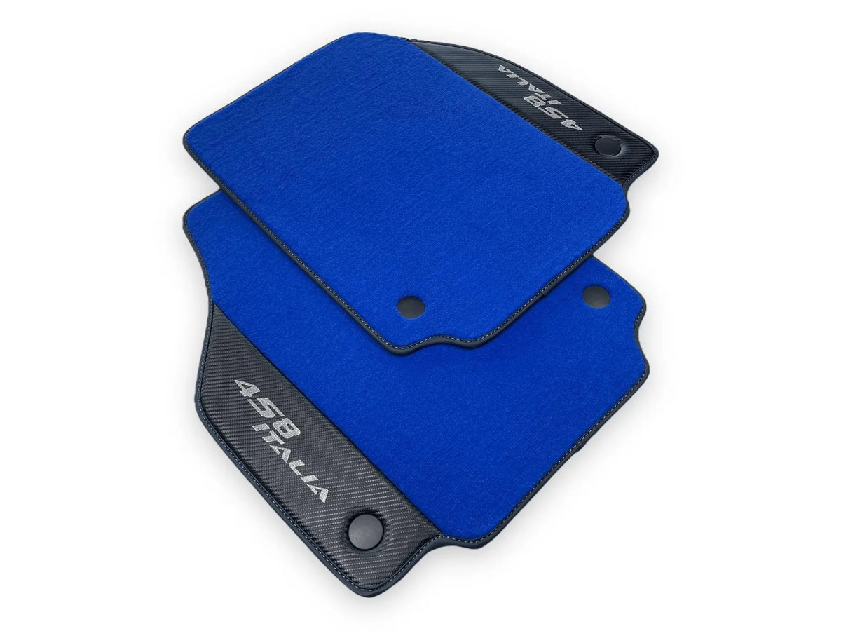 Blue Floor Mats For Ferrari 458 Italia 2009-2015 Carbon Fiber Leather - AutoWin