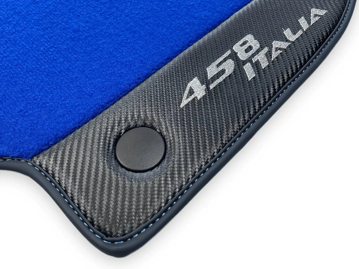 Blue Floor Mats For Ferrari 458 Italia 2009-2015 Carbon Fiber Leather - AutoWin