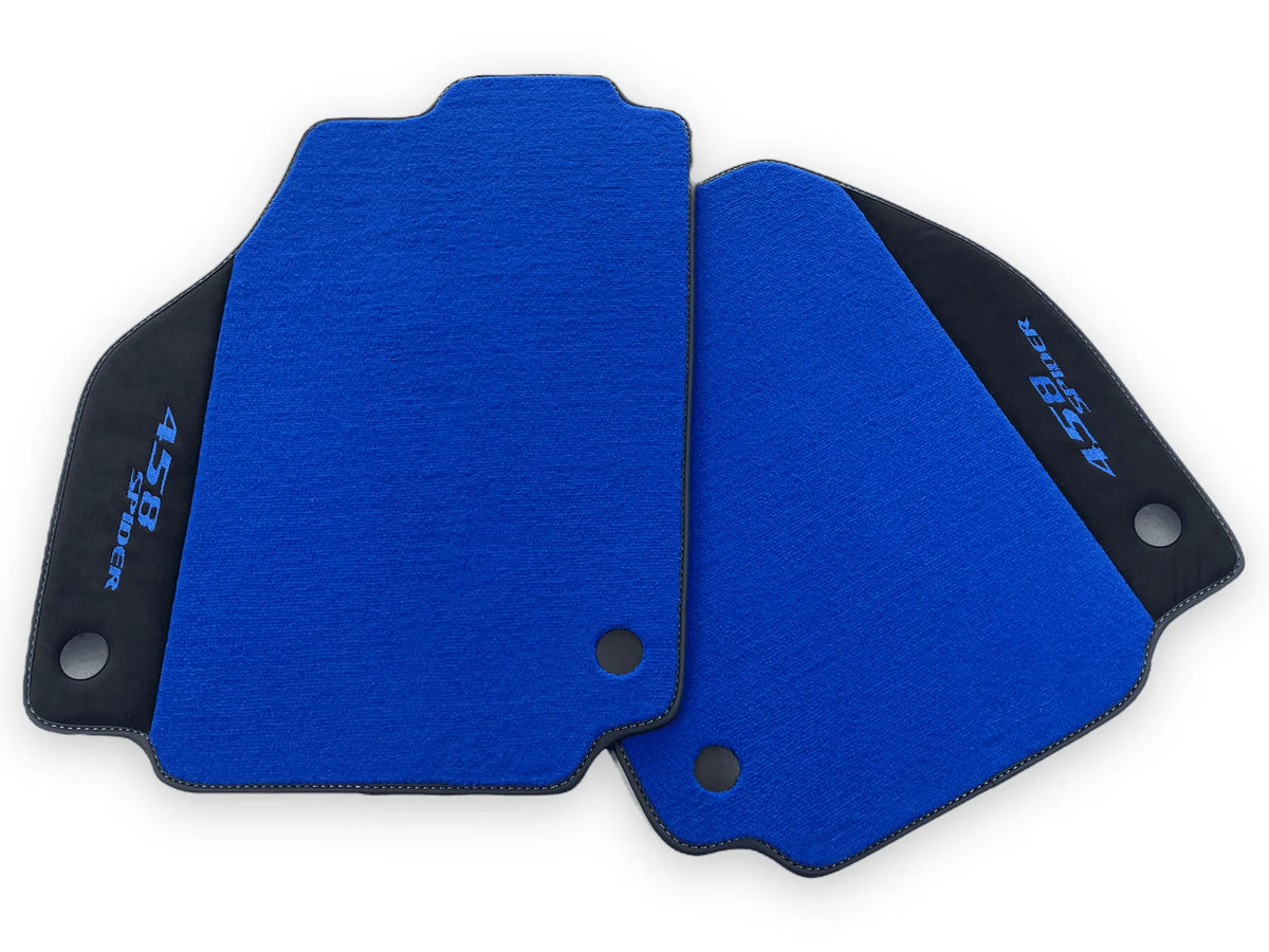 Blue Floor Mats For Ferrari 458 Spider 2012-2015 Alcantara Leather - AutoWin