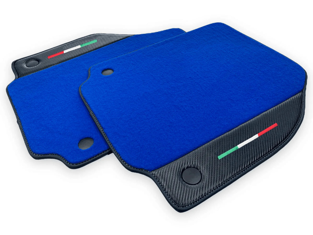 Blue Floor Mats For Ferrari 458 Spider 2012-2015 Carbon Fiber Leather | Italian Edition - AutoWin