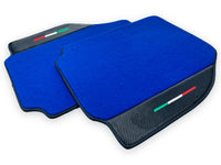 Blue Floor Mats For Ferrari 488 Pista Spider 2019-2021 With Carbon Fiber Leather