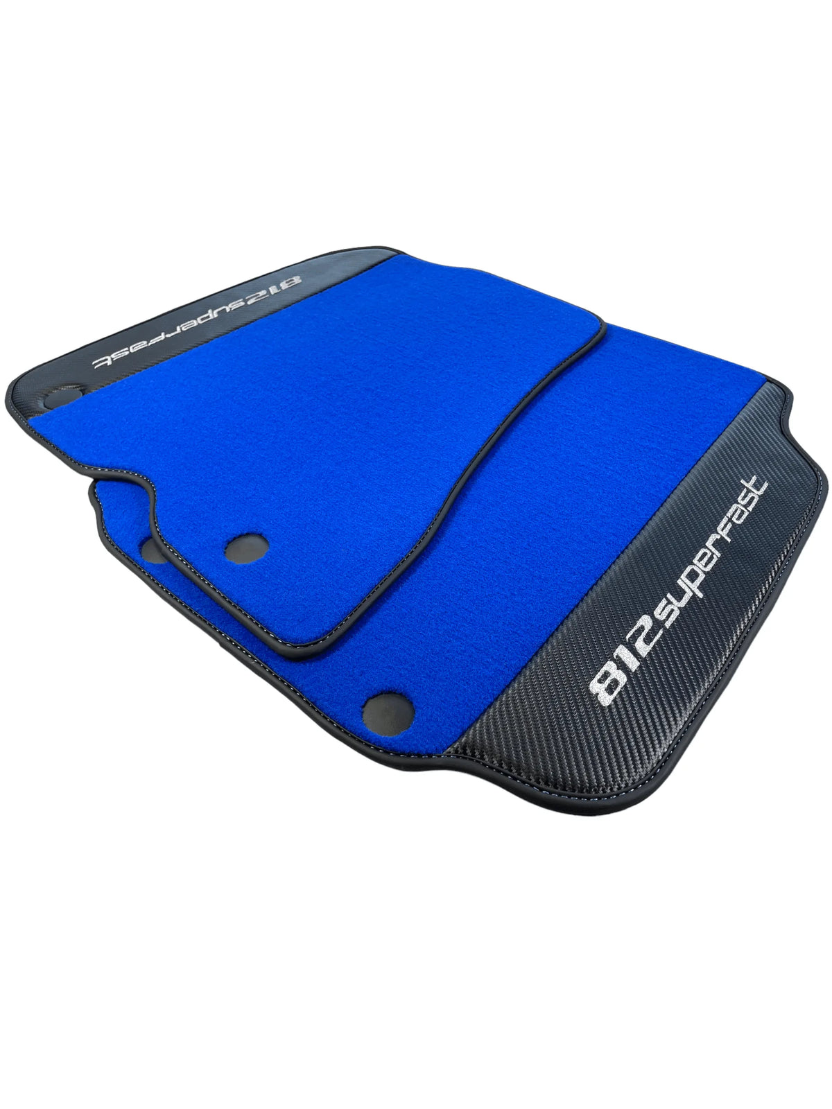 Blue Floor Mats For Ferrari 812 Superfast With Carbon Fiber Leather - AutoWin
