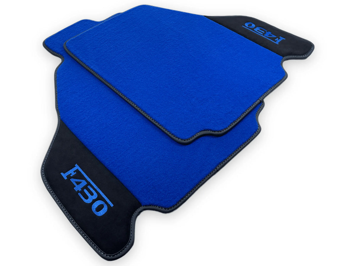 Blue Floor Mats For Ferrari F430 2004-2009 With Alcantara Leather - AutoWin