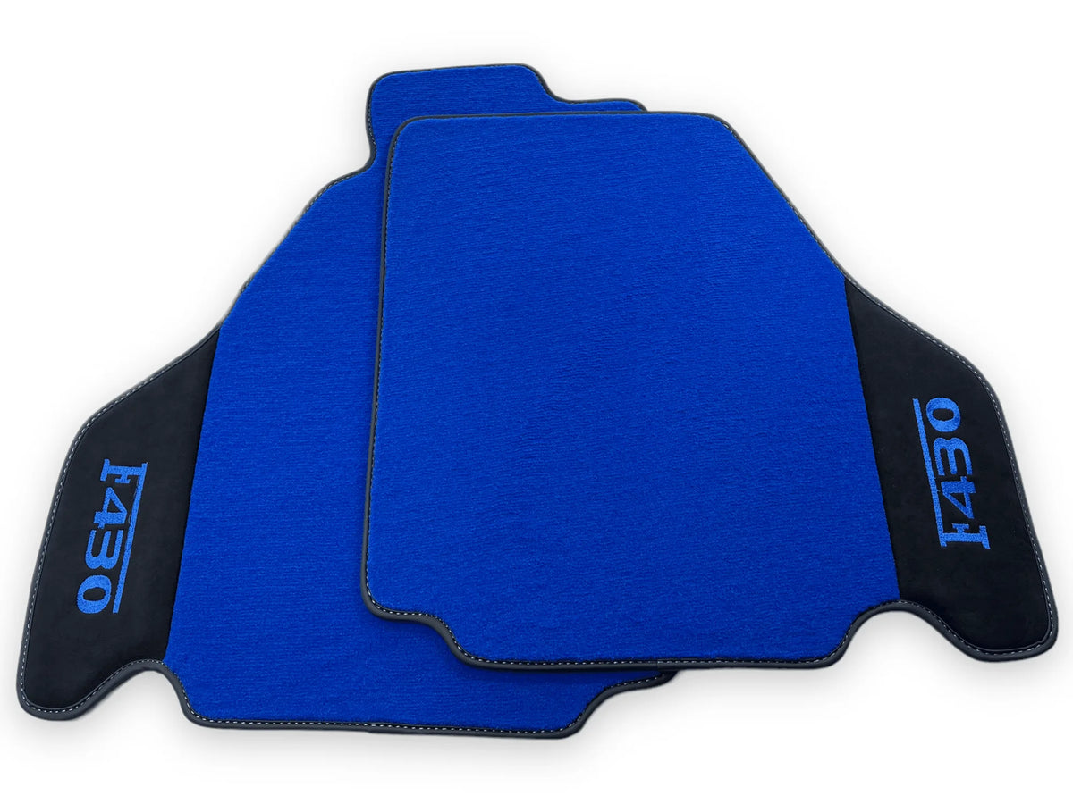 Blue Floor Mats For Ferrari F430 2004-2009 With Alcantara Leather - AutoWin