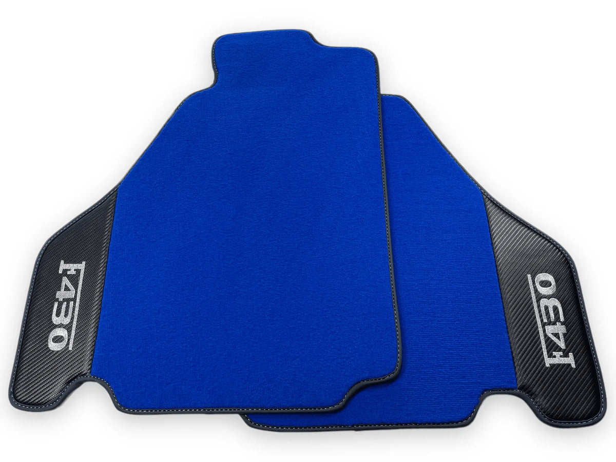 Blue Floor Mats For Ferrari F430 2004-2009 With Carbon Fiber Leather - AutoWin