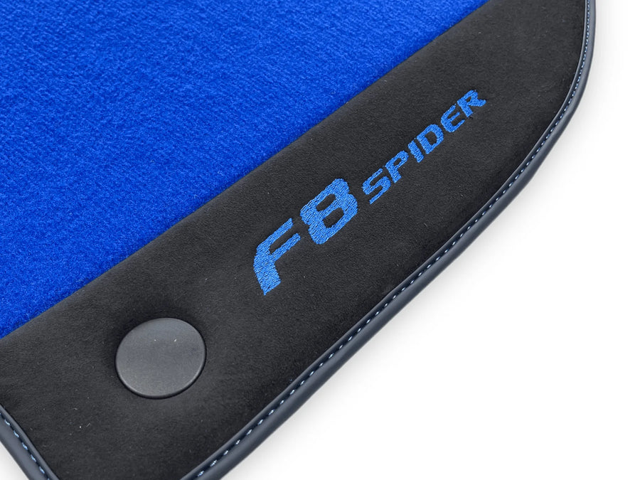 Blue Floor Mats For Ferrari F8 Spider 2019-2022 With Alcantara - AutoWin