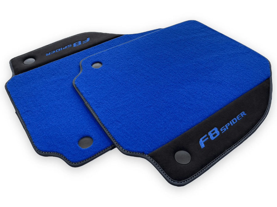 Blue Floor Mats For Ferrari F8 Spider 2019-2022 With Alcantara - AutoWin