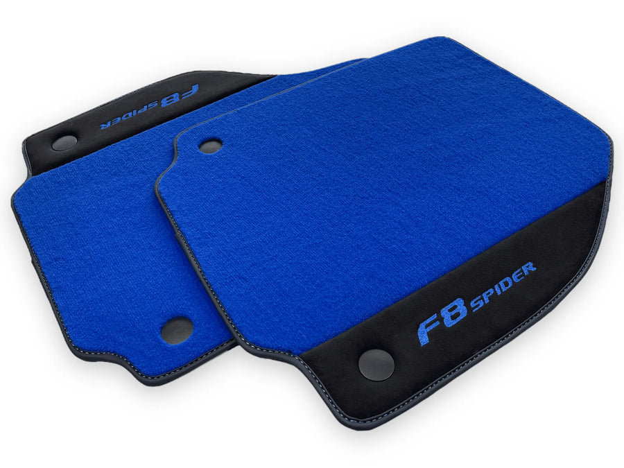 Blue Floor Mats For Ferrari F8 Spider 2019-2022 With Alcantara - AutoWin