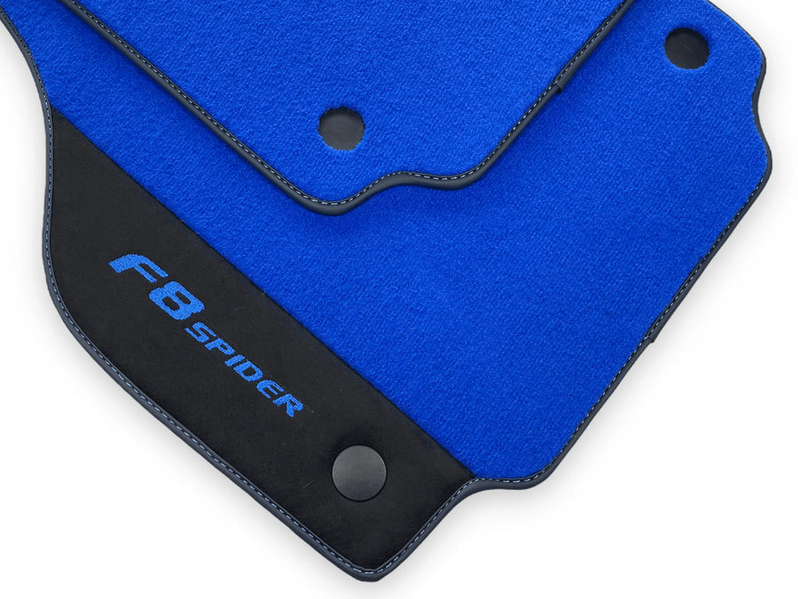 Blue Floor Mats For Ferrari F8 Spider 2019-2022 With Alcantara - AutoWin