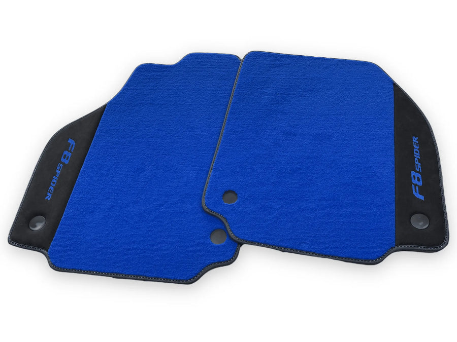 Blue Floor Mats For Ferrari F8 Spider 2019-2022 With Alcantara - AutoWin