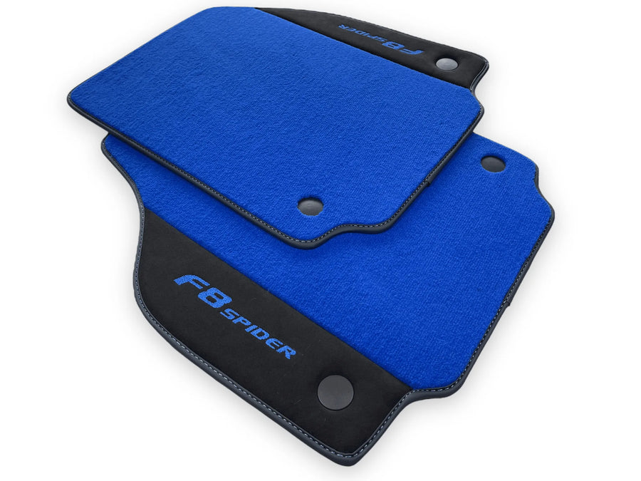 Blue Floor Mats For Ferrari F8 Spider 2019-2022 With Alcantara - AutoWin