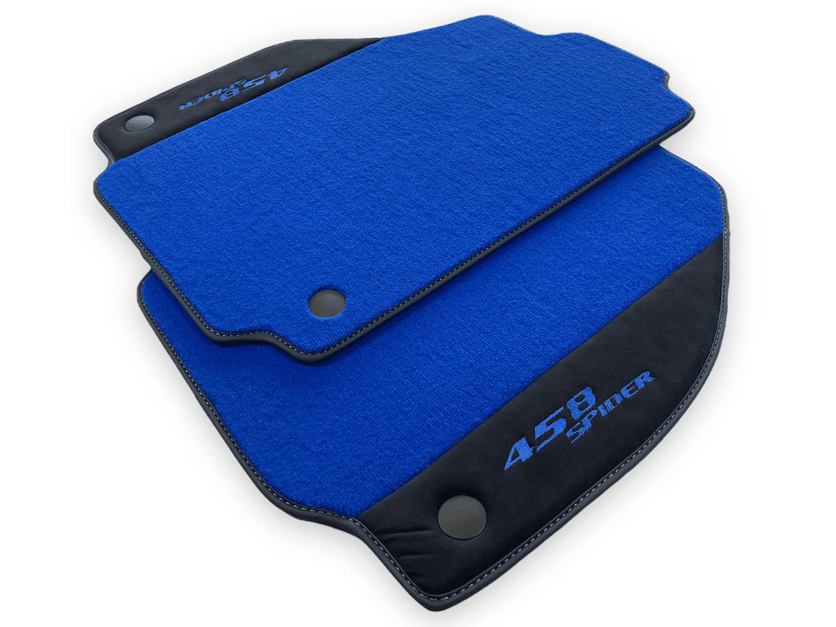Blue Floor Mats For Ferrari F8 Tributo 2019-2022 With Alcantara Leather - AutoWin