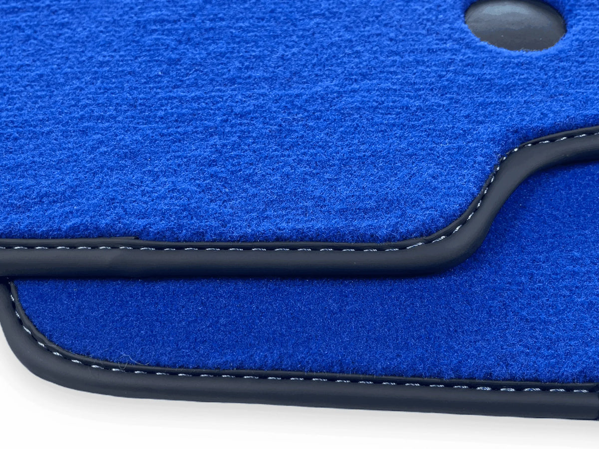 Blue Floor Mats For Ferrari F8 Tributo 2019-2022 With Alcantara Leather - AutoWin