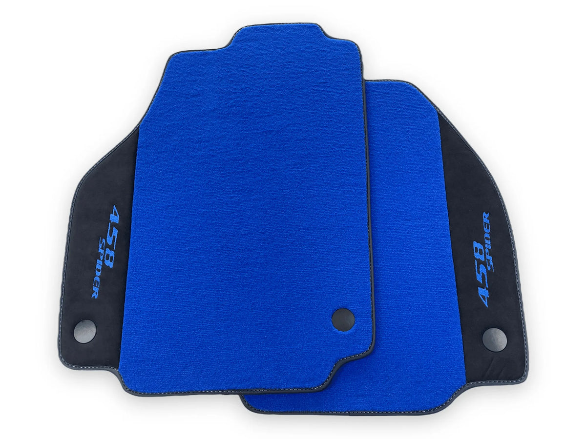 Blue Floor Mats For Ferrari F8 Tributo 2019-2022 With Alcantara Leather - AutoWin