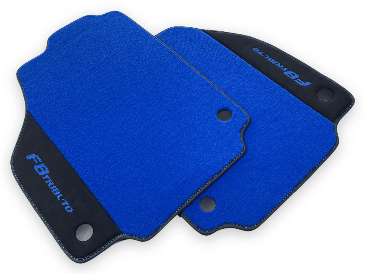Blue Floor Mats For Ferrari F8 Tributo 2019-2022 With Alcantara Leather - AutoWin