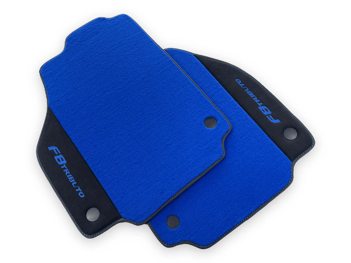 Blue Floor Mats For Ferrari F8 Tributo 2019-2022 With Alcantara Leather - AutoWin