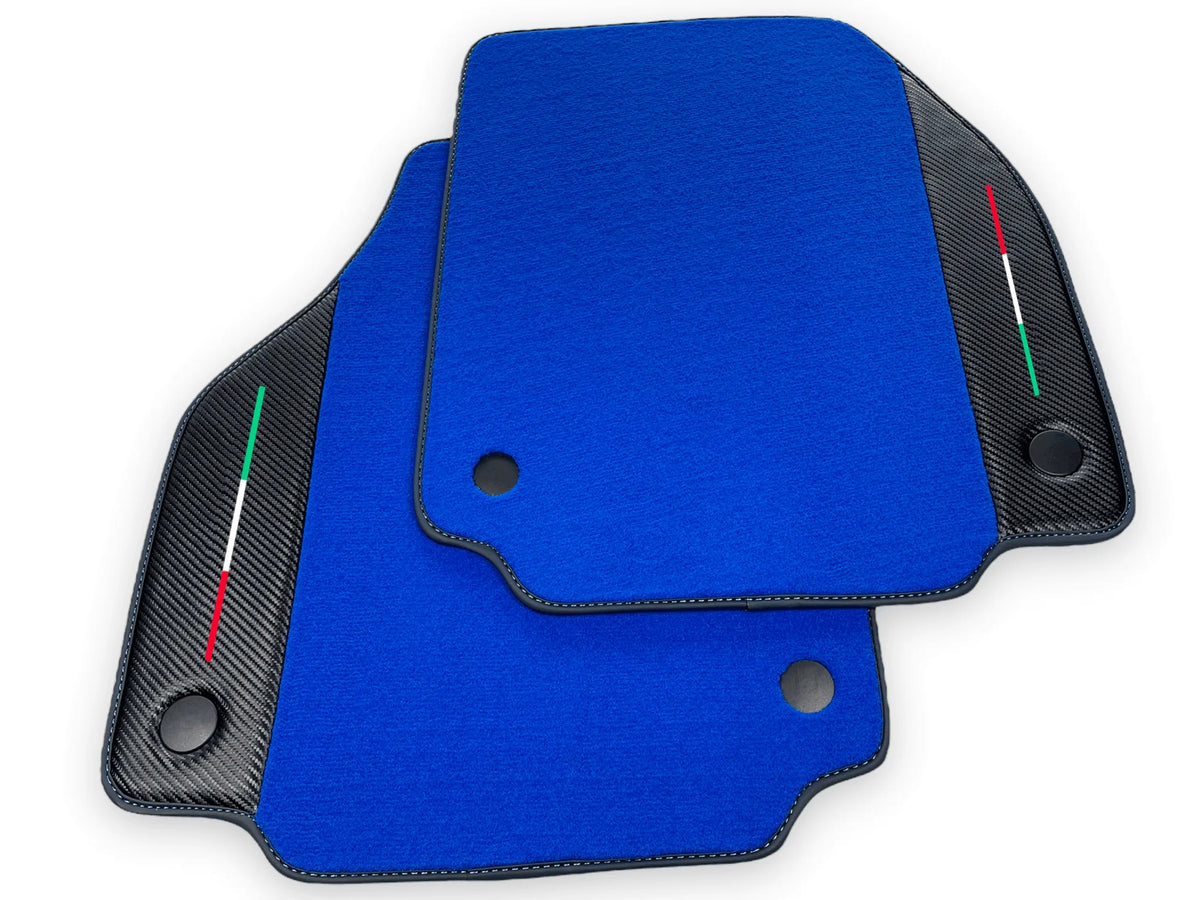 Blue Floor Mats For Ferrari F8 Tributo 2019-2022 With Carbon Leather - AutoWin