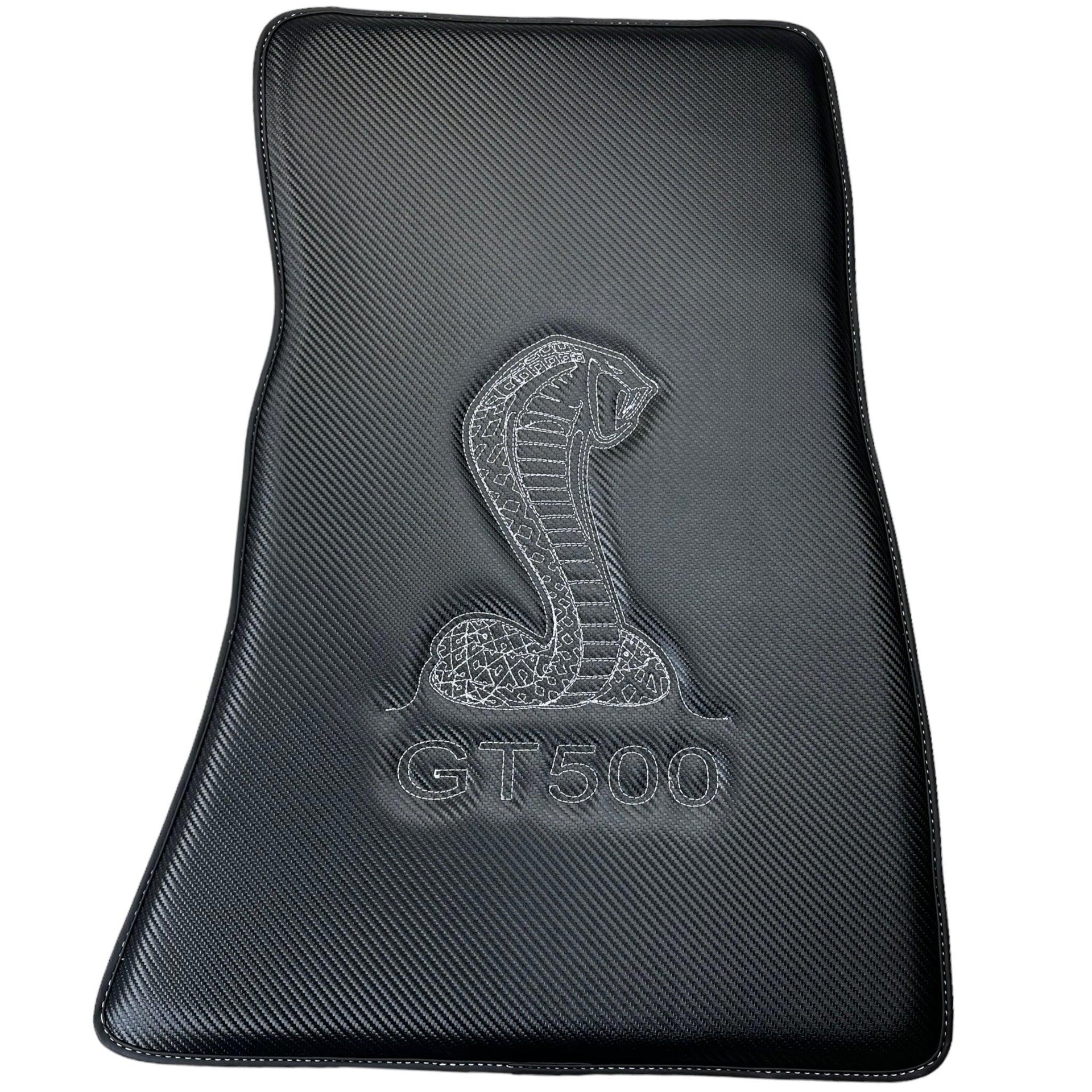 Carbon Fiber Floor Mats for Ford Mustang GT500 Shelby (2015-2021) with Cobra Sewing - AutoWin