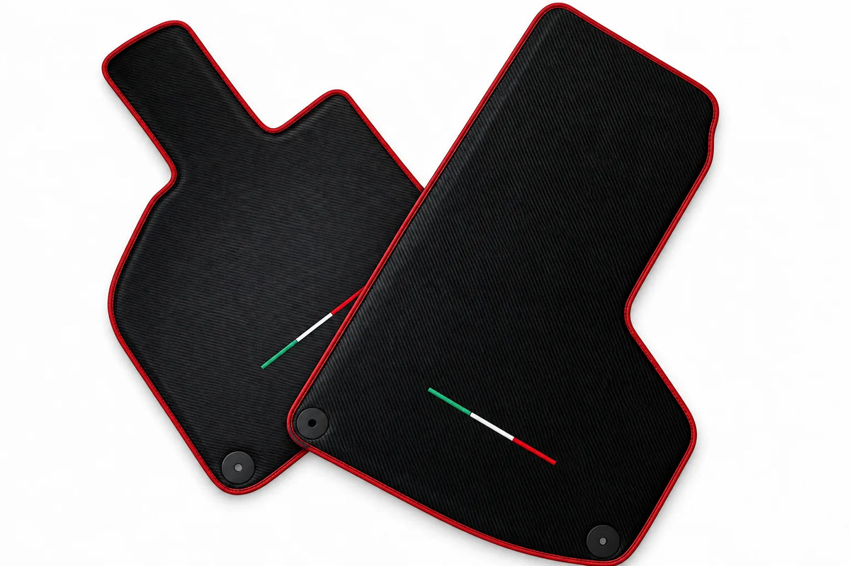 Carbon Fiber Floor Mats for Lamborghini Huracan with Italian Flag Red trim